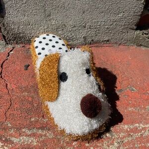 Cozy Dog Slippers - Brown and White
